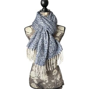 CHARLOTTE DANIEL Women' Blue & White For Cold Season Cozy Warm Wraparound Scarf